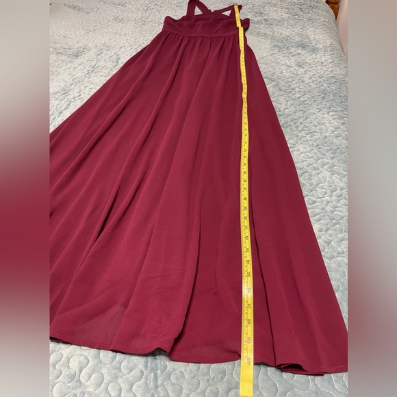 Lulu’s Formal Dress Bridesmaid Prom Sz S Cranberry Lined Sleeveless Wide Straps - Picture 3 of 10